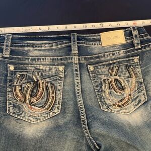 Miss Me Women's Embroidered Distressed Blue Jeans
